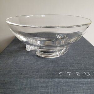 NWOT Vintage Steuben Signed Crystal Art Glass Twist Spiral Bowl 7" with Box